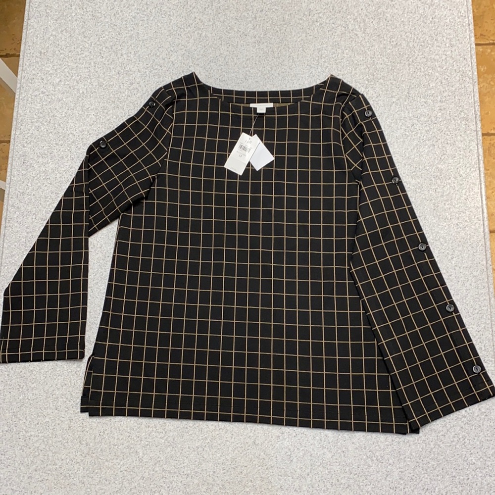 J. Jill NWT Black Knit Long Sleeve Stretch Top M